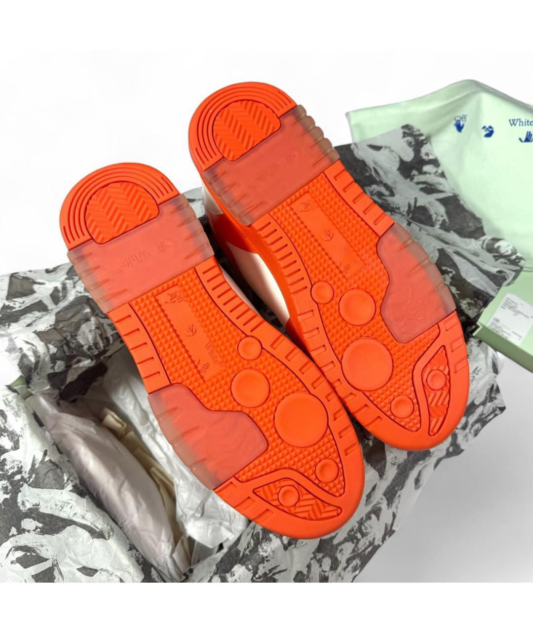 OFF-WHITE Оранжевые кожаные низкие кроссовки / кеды, фото 5