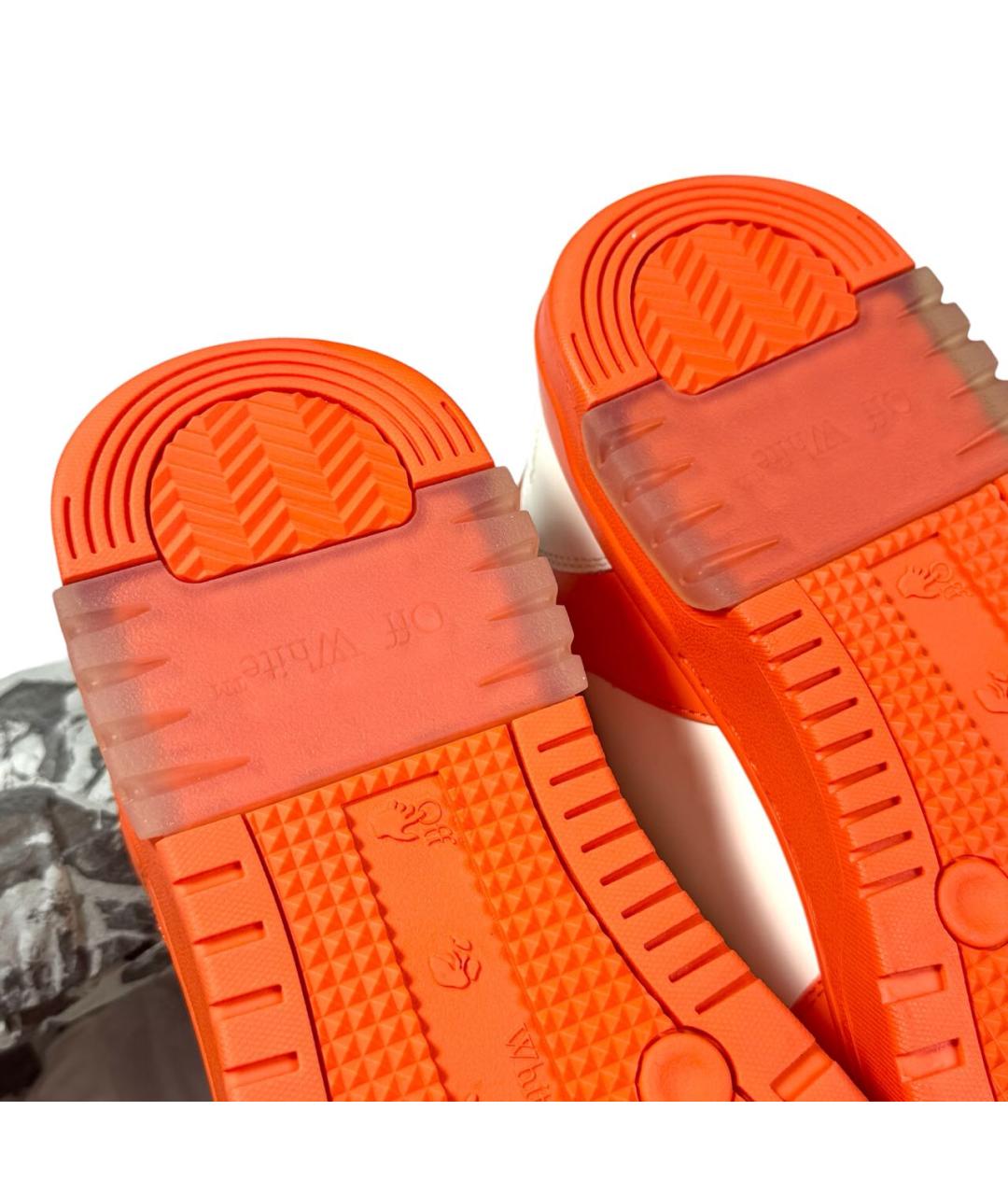 OFF-WHITE Оранжевые кожаные низкие кроссовки / кеды, фото 6