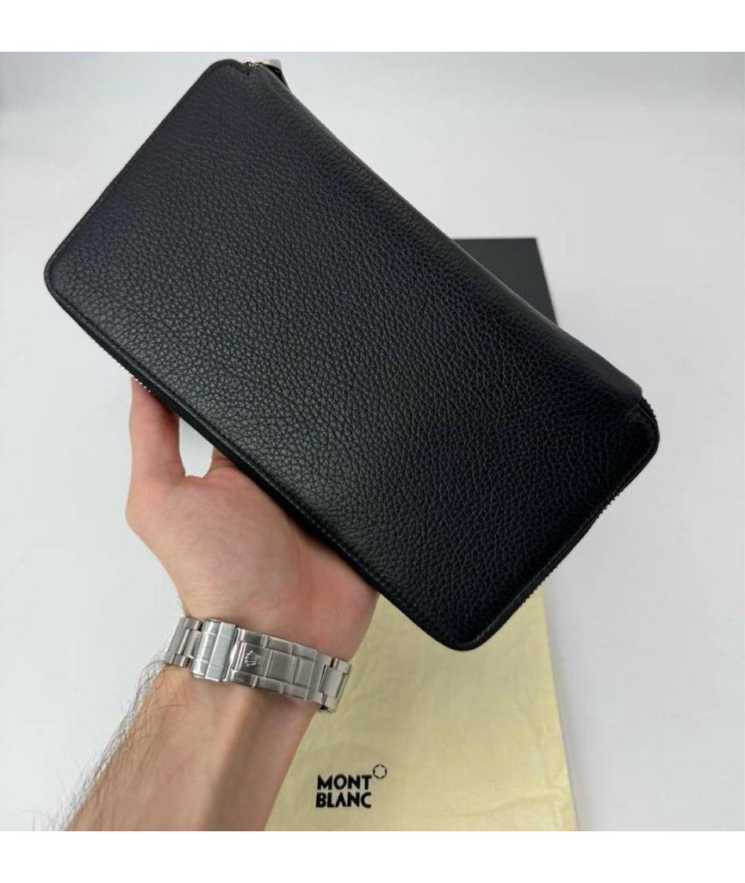 MONTBLANC Черная кожаная барсетка, фото 4