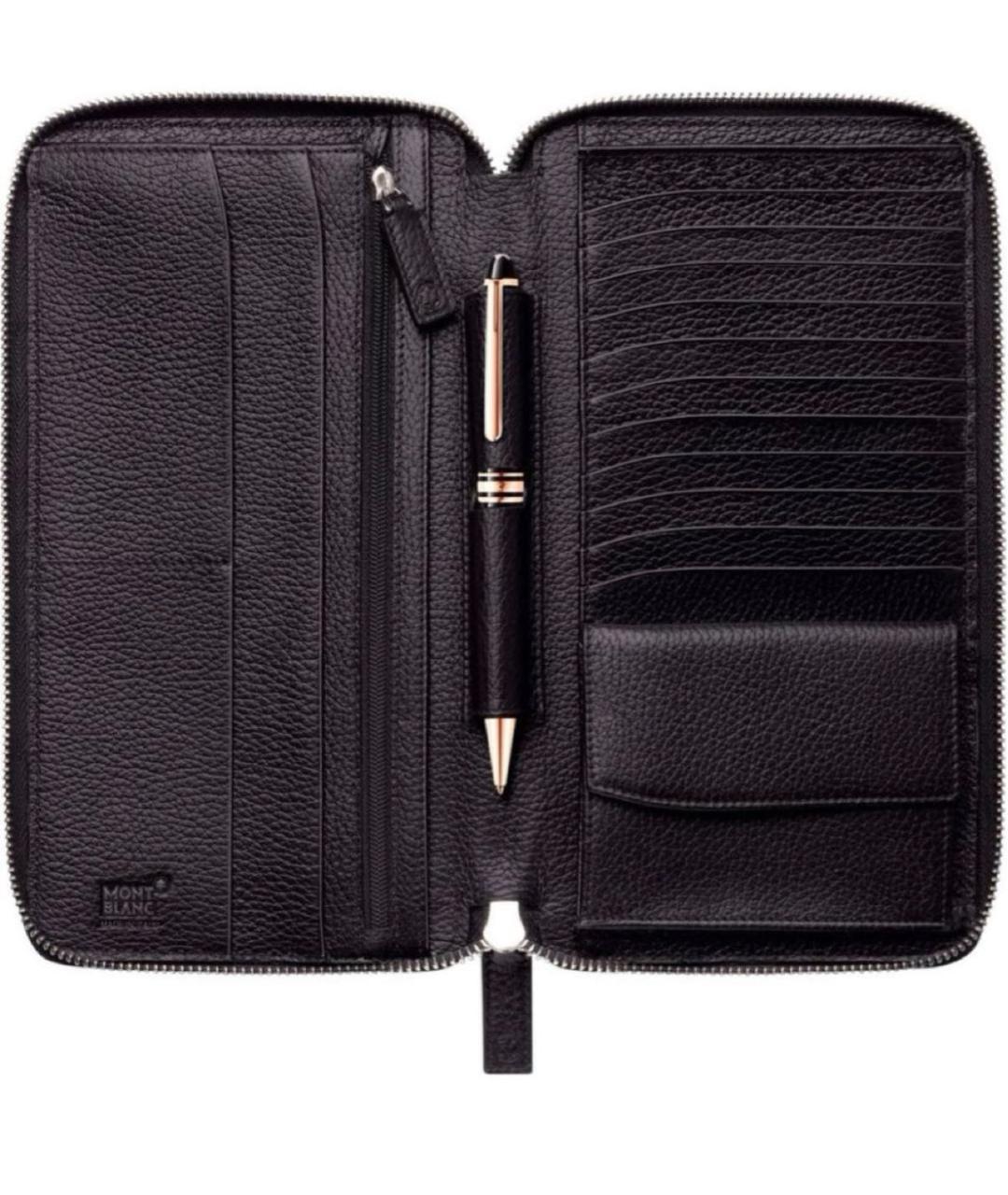 MONTBLANC Черная кожаная барсетка, фото 5
