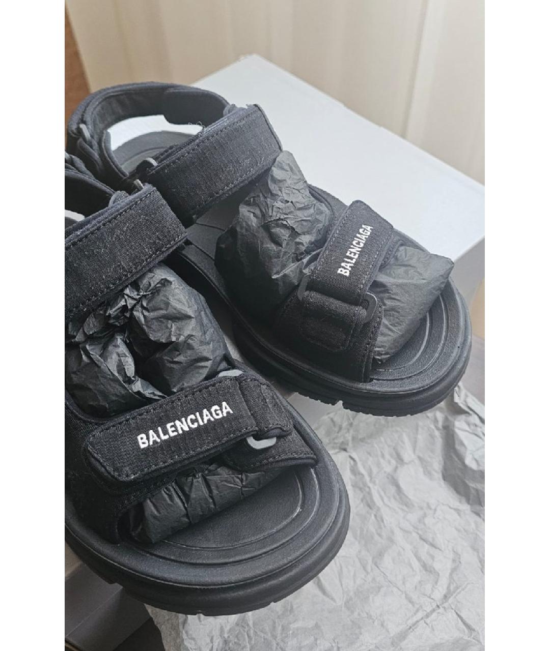 BALENCIAGA Черные текстильные сандалии, фото 4