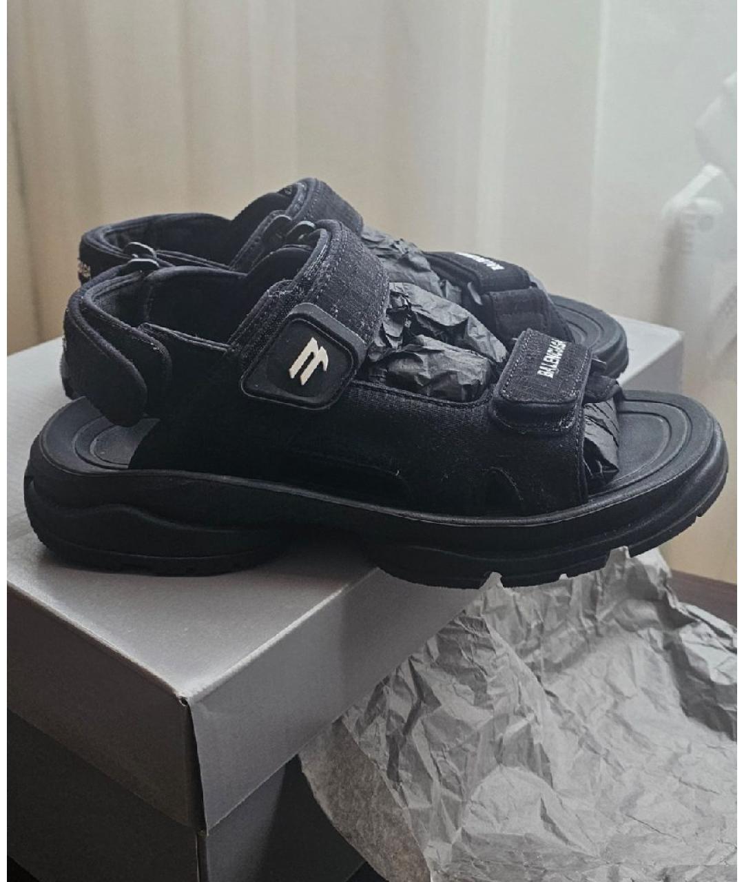 BALENCIAGA Черные текстильные сандалии, фото 3