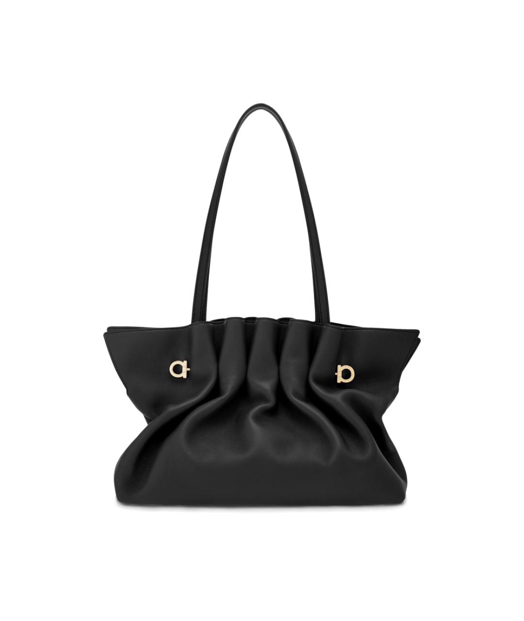 FERRAGAMO Черная кожаная сумка тоут, фото 4