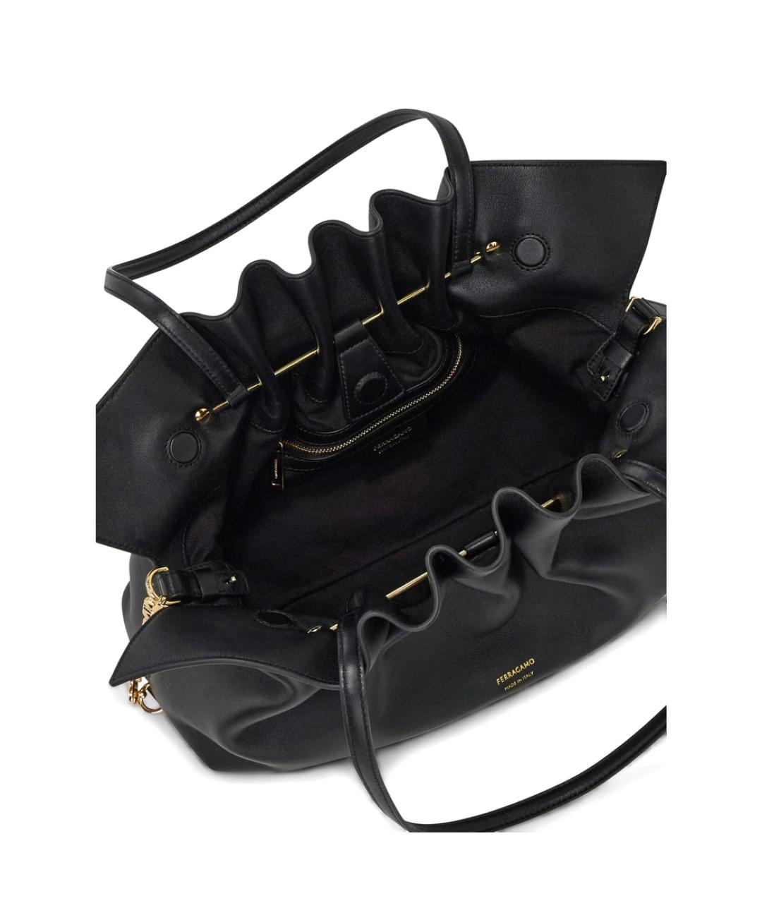 FERRAGAMO Черная кожаная сумка тоут, фото 2
