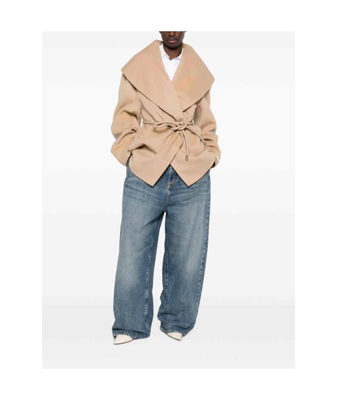 SPORTMAX Бежевое шерстяное пальто, фото 3