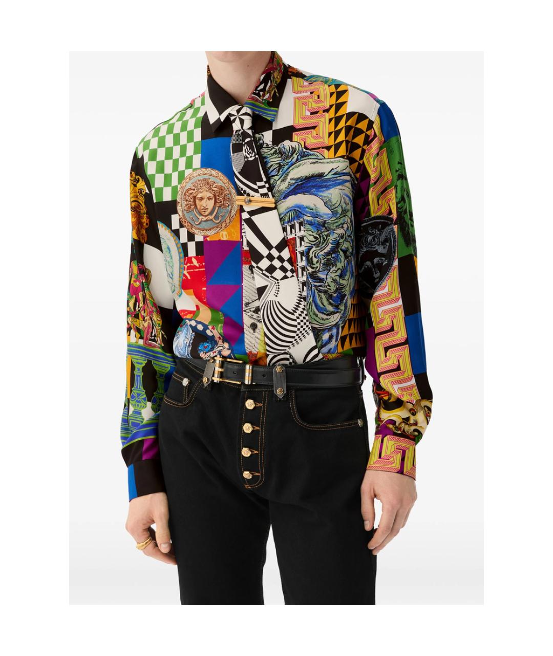 VERSACE Мульти шелковая кэжуал рубашка, фото 3