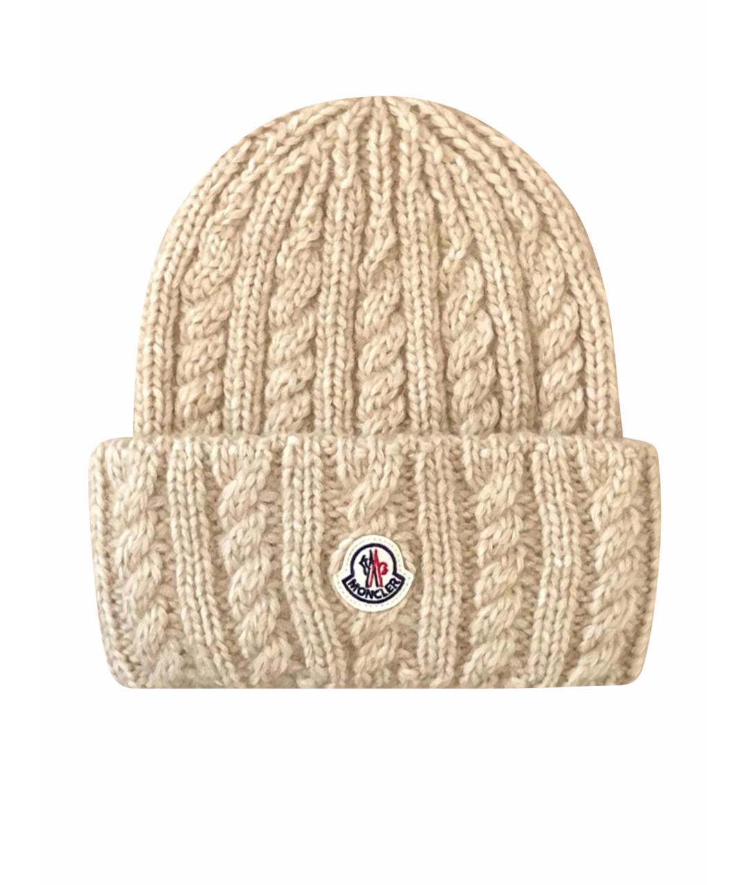 MONCLER Бежевая шерстяная шапка, фото 1