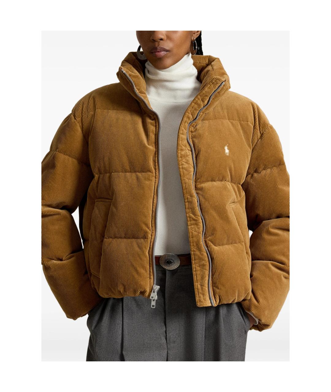 RALPH LAUREN Коричневый хлопковый пуховик, фото 3