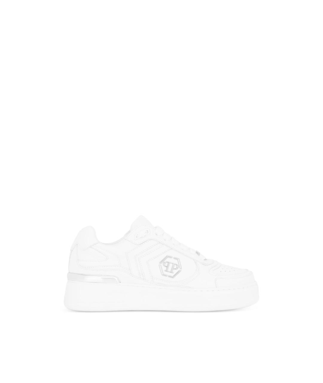 PHILIPP PLEIN Белые кожаные низкие кроссовки / кеды, фото 1