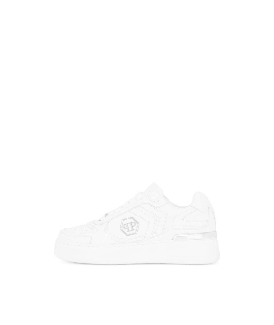 PHILIPP PLEIN Белые кожаные низкие кроссовки / кеды, фото 5