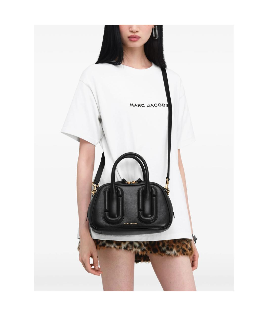 MARC JACOBS Черная кожаная сумка с короткими ручками, фото 4