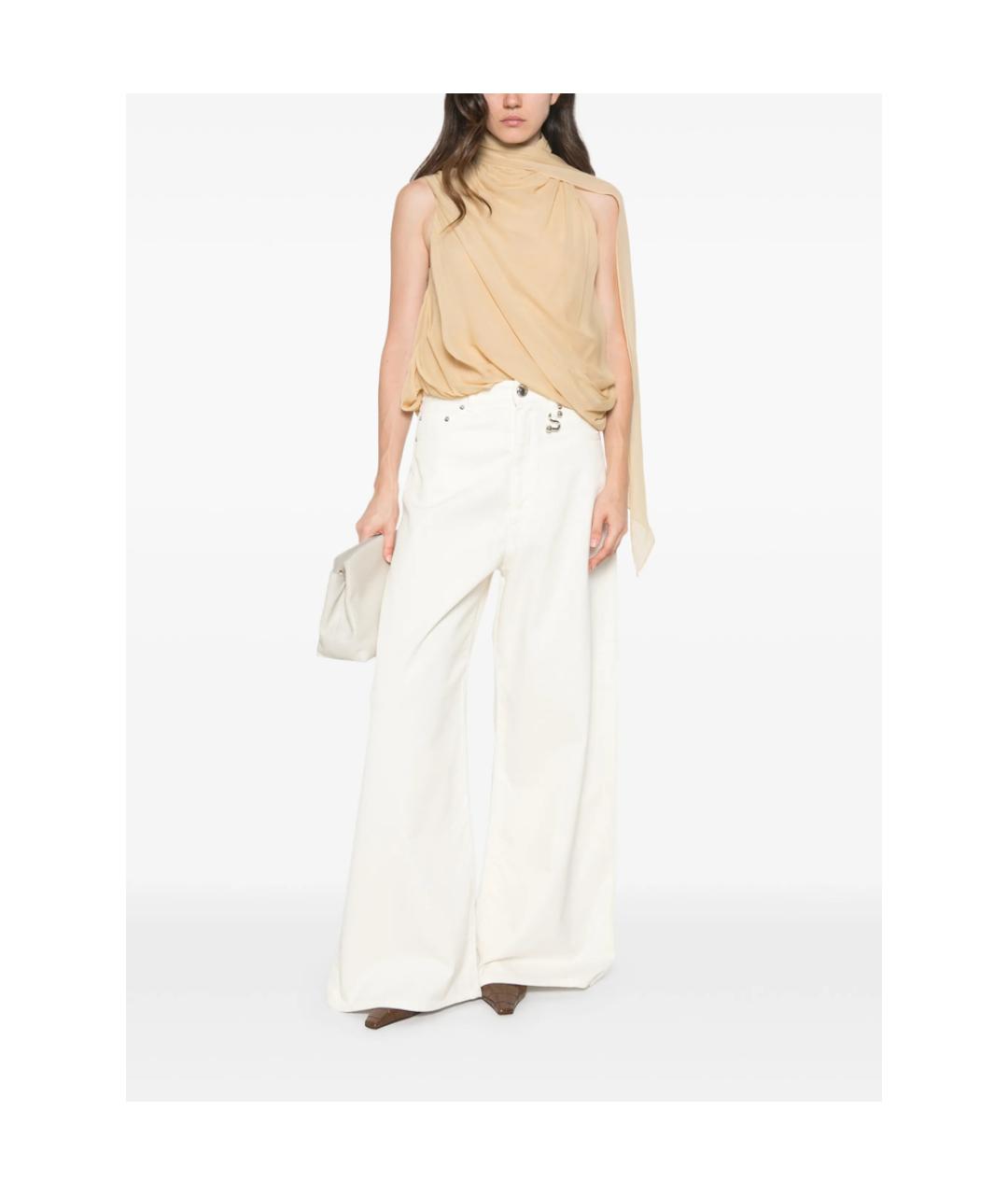 SPORTMAX Белые хлопковые прямые джинсы, фото 3