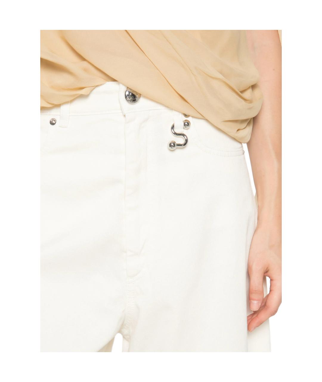 SPORTMAX Белые хлопковые прямые джинсы, фото 2