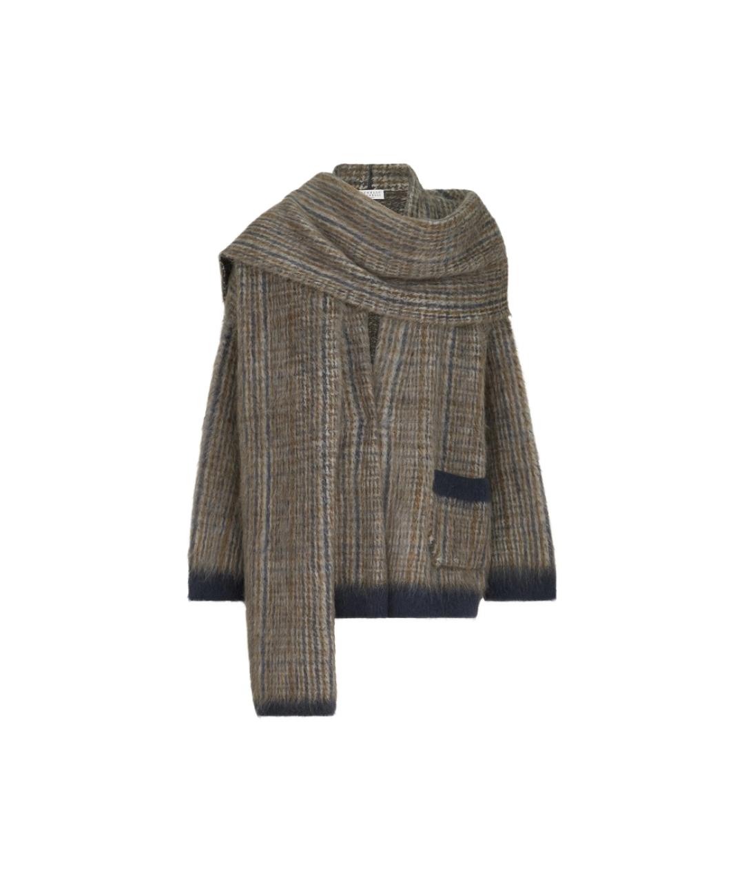 BRUNELLO CUCINELLI Коричневый шерстяной кардиган, фото 1