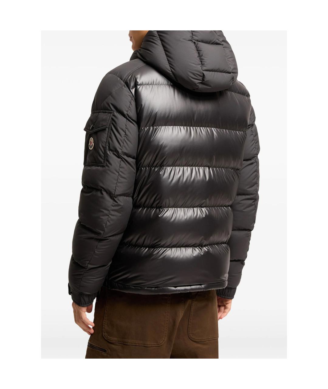 MONCLER Черный полиэстеровый пуховик, фото 3