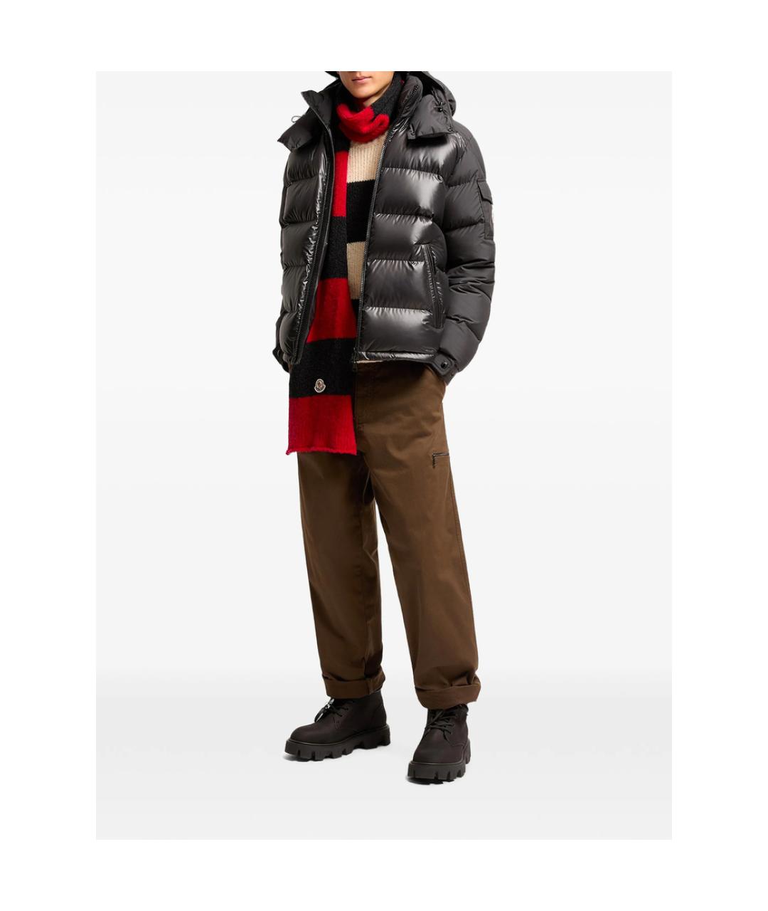 MONCLER Черный полиэстеровый пуховик, фото 2