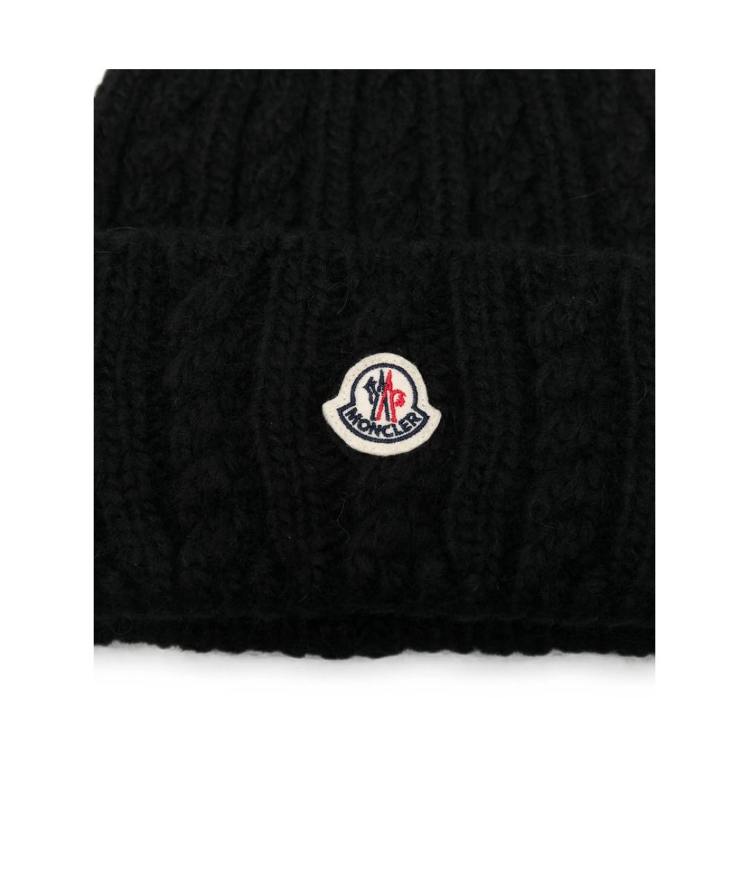 MONCLER Черная шерстяная шапка, фото 3
