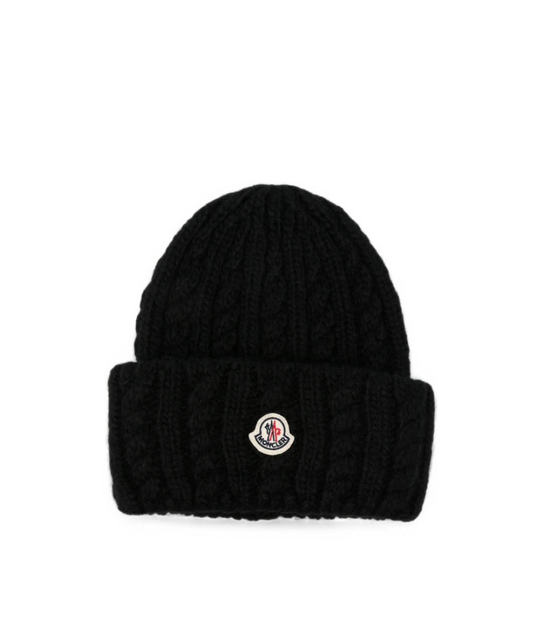 MONCLER Черная шерстяная шапка, фото 1