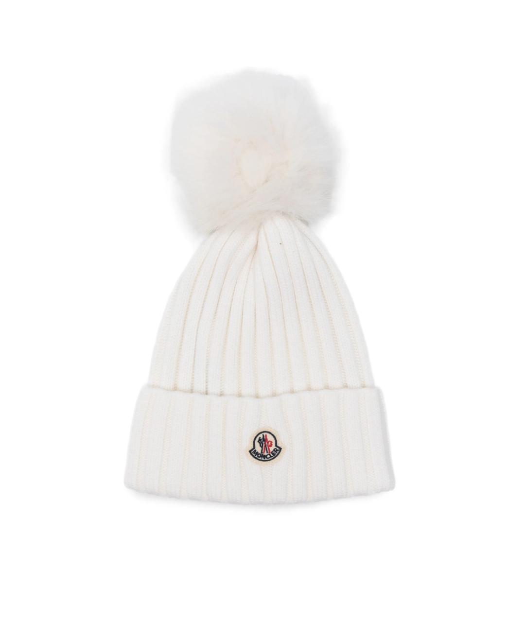MONCLER Белая шерстяная шапка, фото 1
