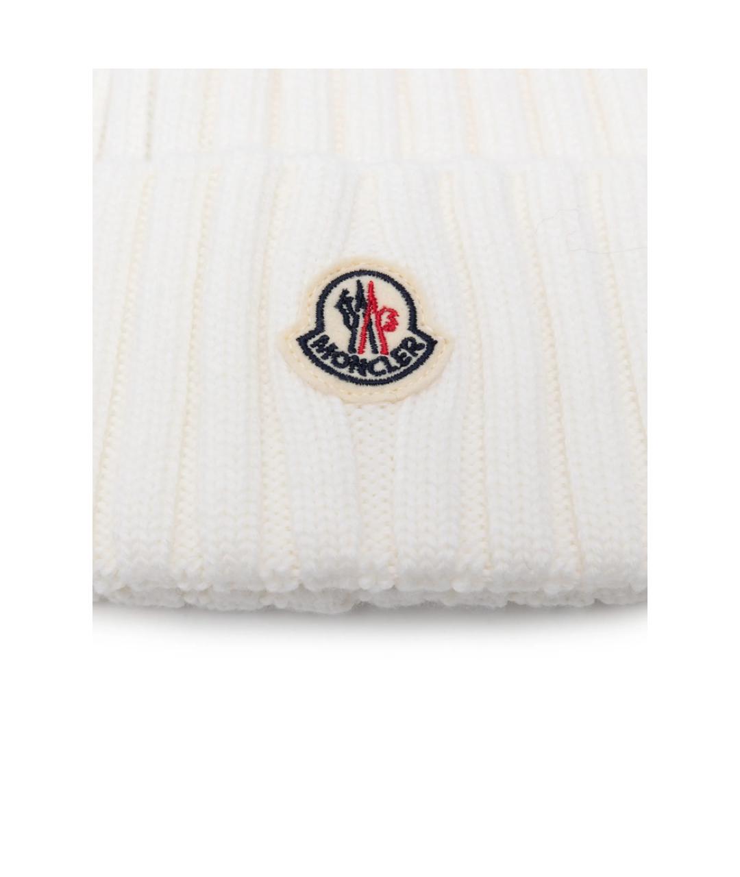 MONCLER Белая шерстяная шапка, фото 2