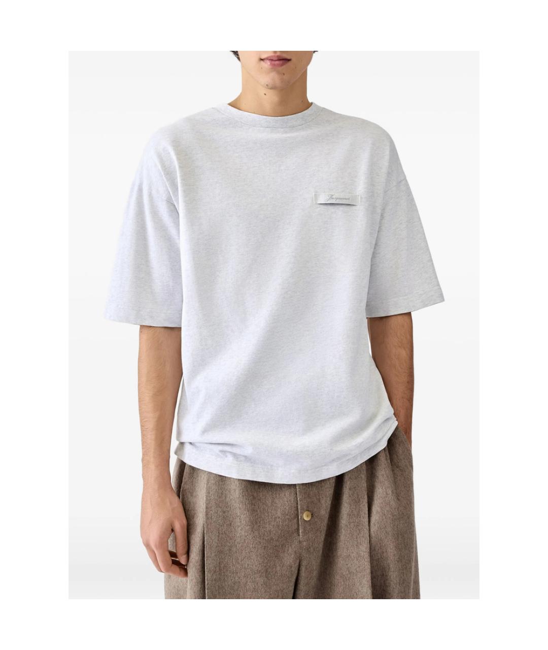 JACQUEMUS Серая хлопковая футболка, фото 3