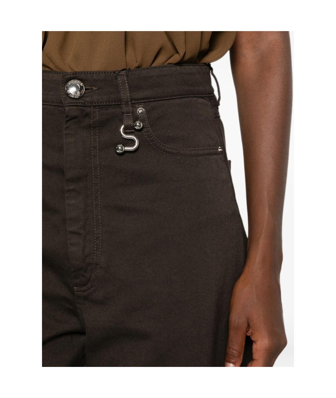 SPORTMAX Коричневые хлопковые прямые джинсы, фото 5