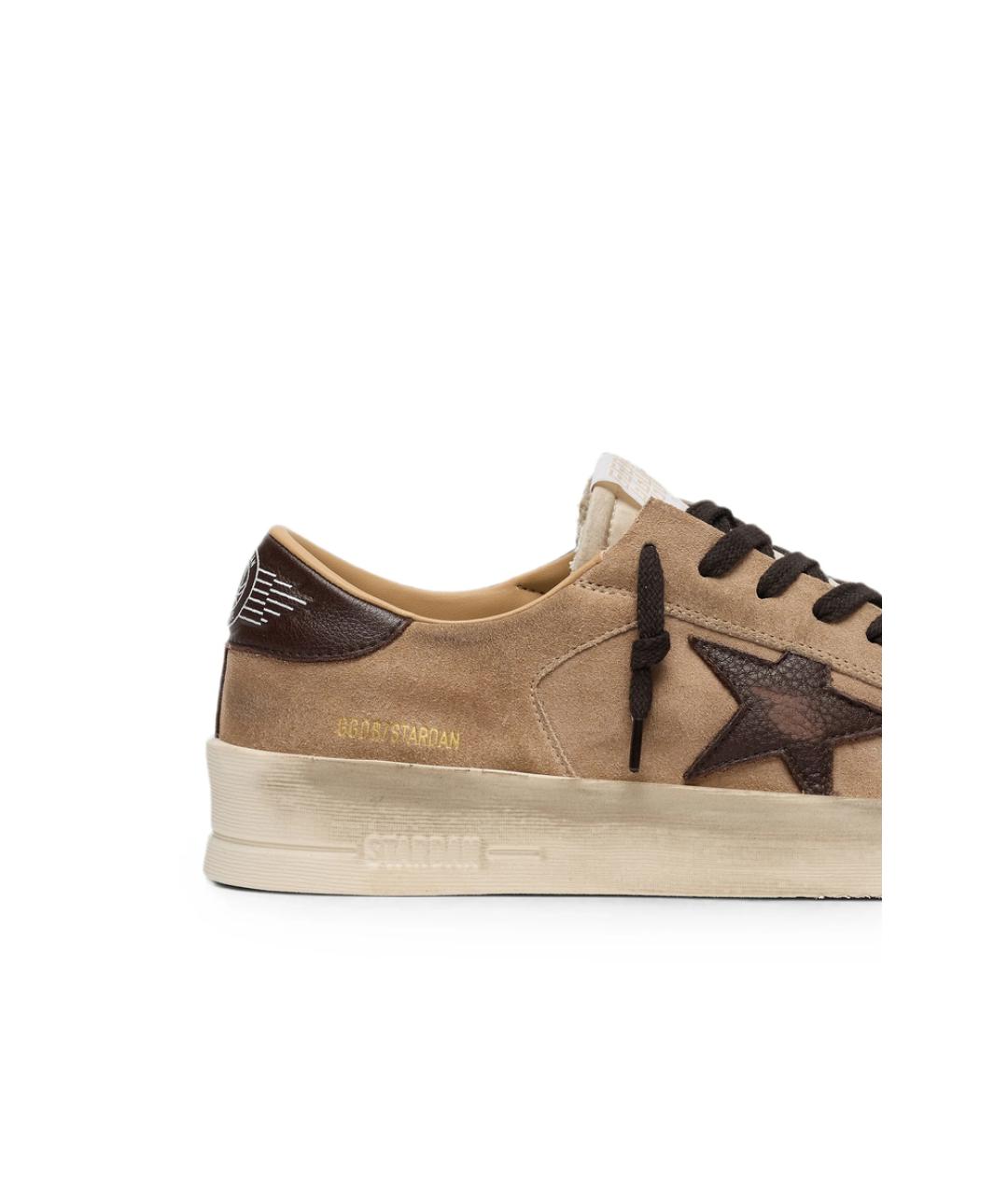 GOLDEN GOOSE Бежевые кожаные низкие кроссовки / кеды, фото 2