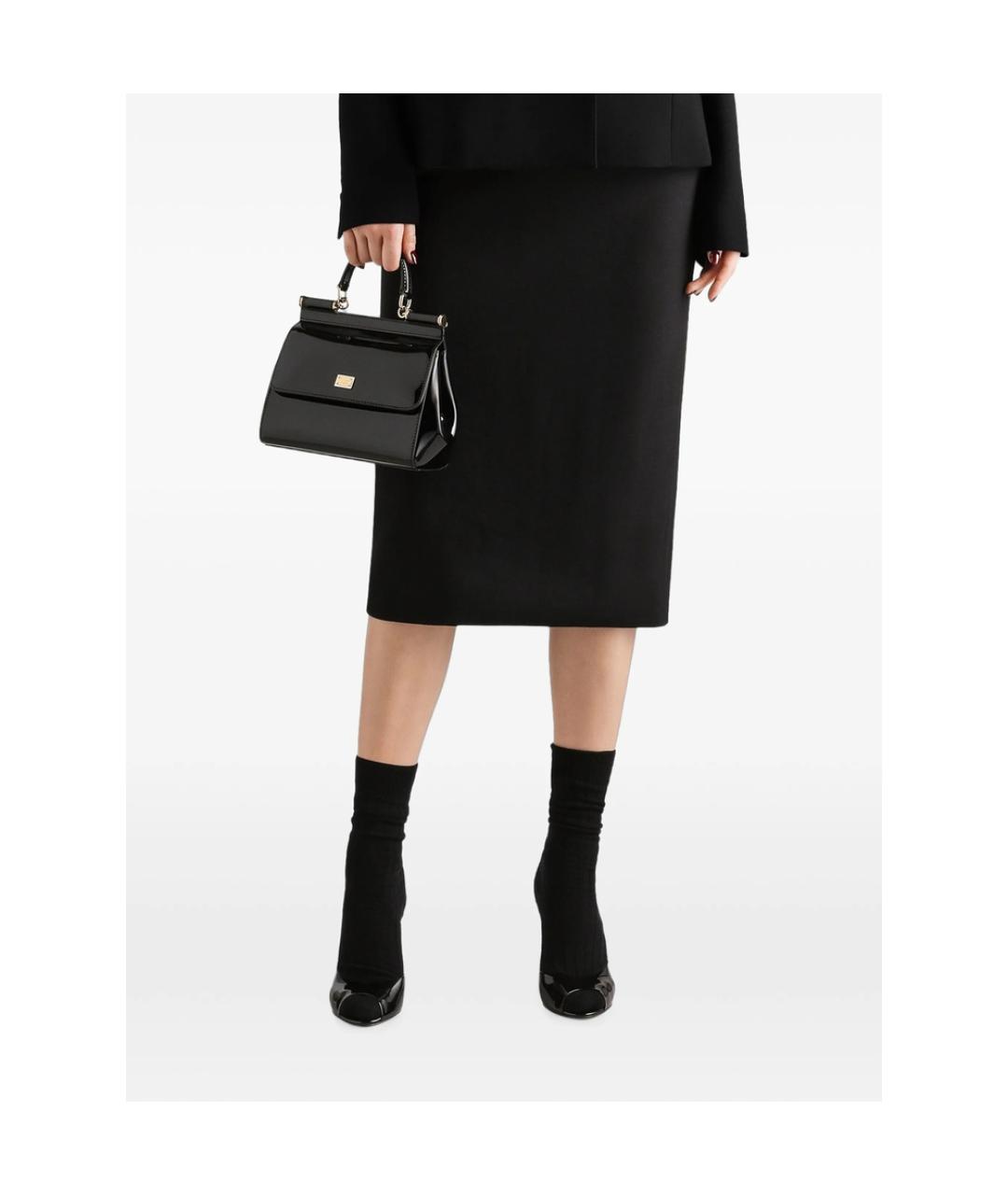 DOLCE&GABBANA Черная шерстяная юбка миди, фото 3