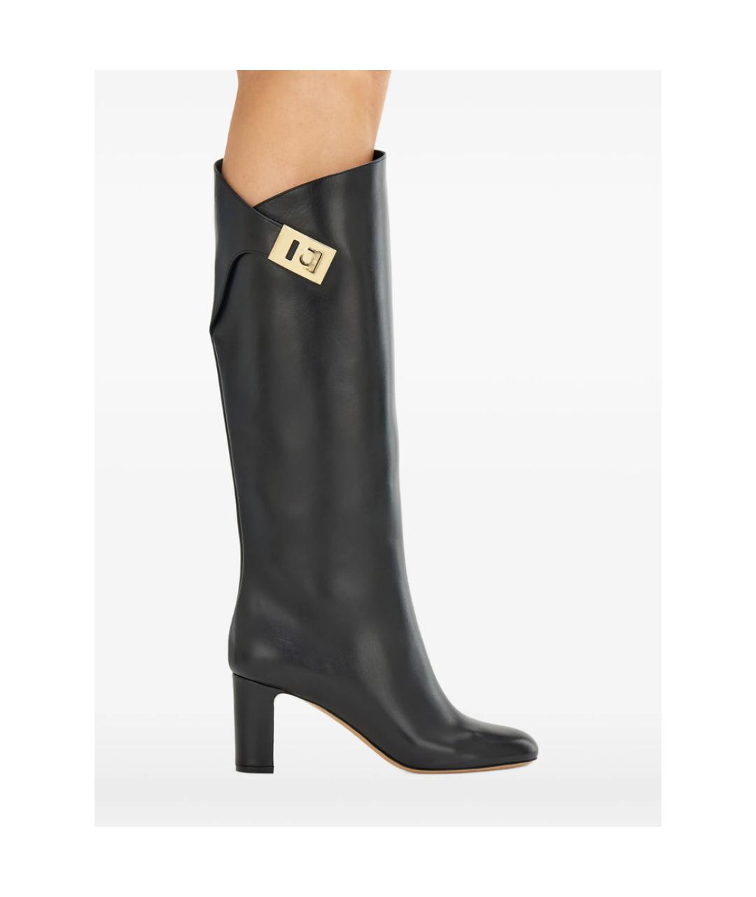 FERRAGAMO Черные кожаные сапоги, фото 5