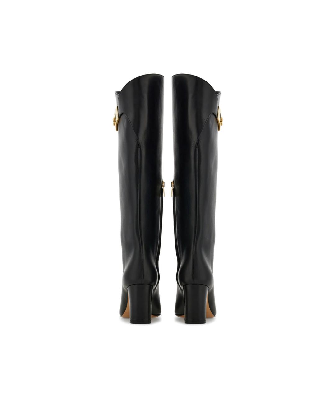 FERRAGAMO Черные кожаные сапоги, фото 4