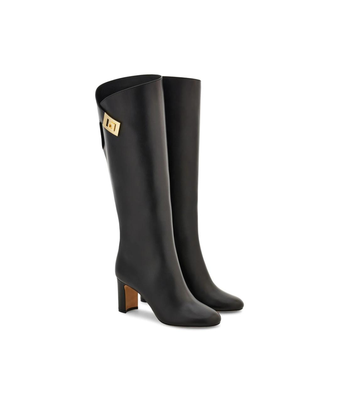 FERRAGAMO Черные кожаные сапоги, фото 6