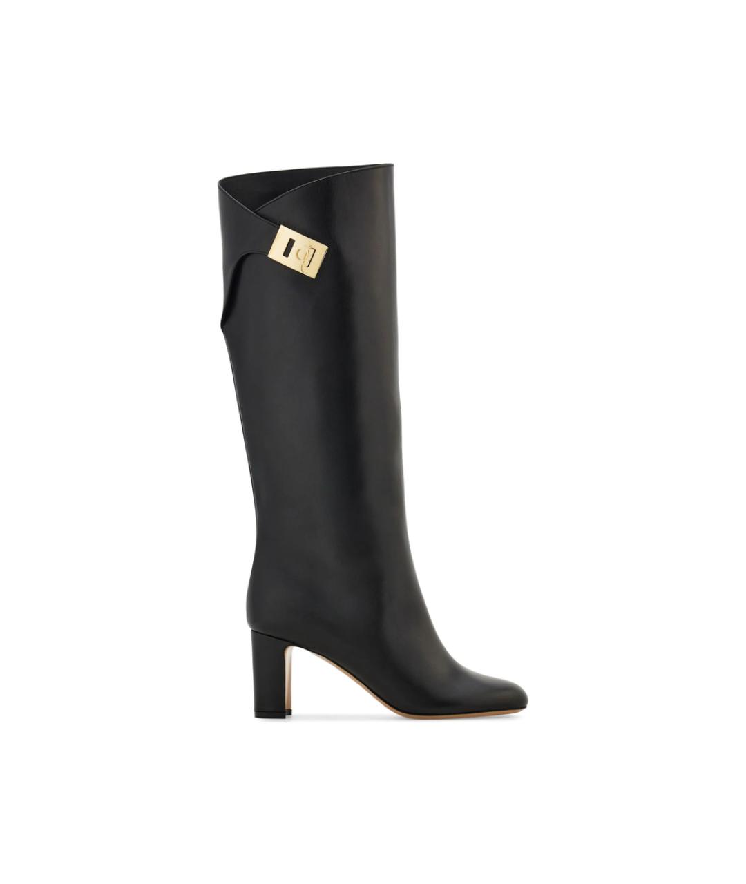 FERRAGAMO Черные кожаные сапоги, фото 1