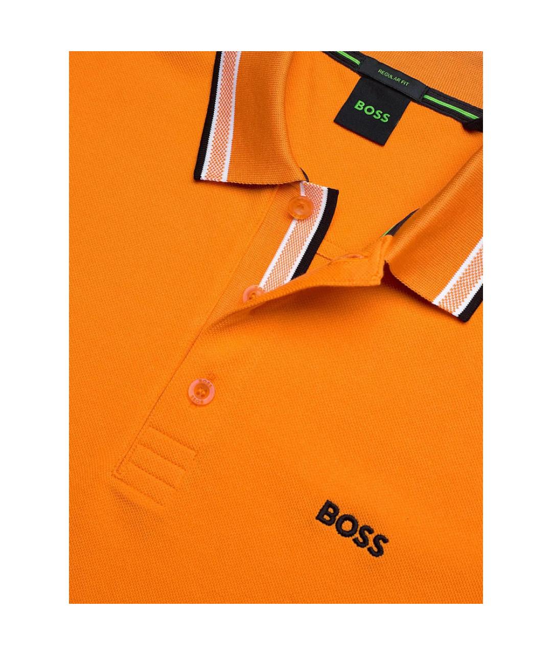 HUGO BOSS Оранжевое хлопковое поло с коротким рукавом, фото 3