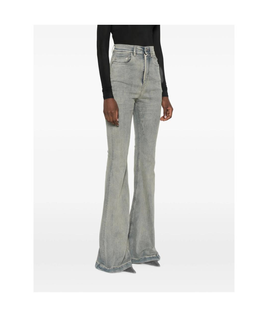 RICK OWENS DRKSHDW Голубые хлопковые джинсы клеш, фото 4