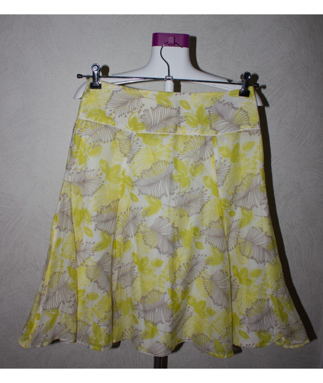 123 Желтая шелковая юбка миди, фото 4