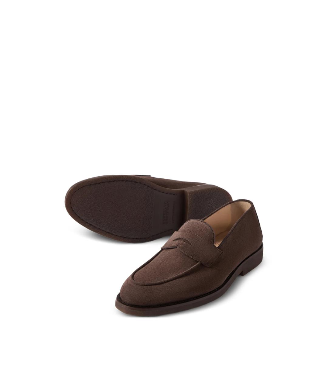 BRUNELLO CUCINELLI Коричневые кожаные лоферы, фото 6