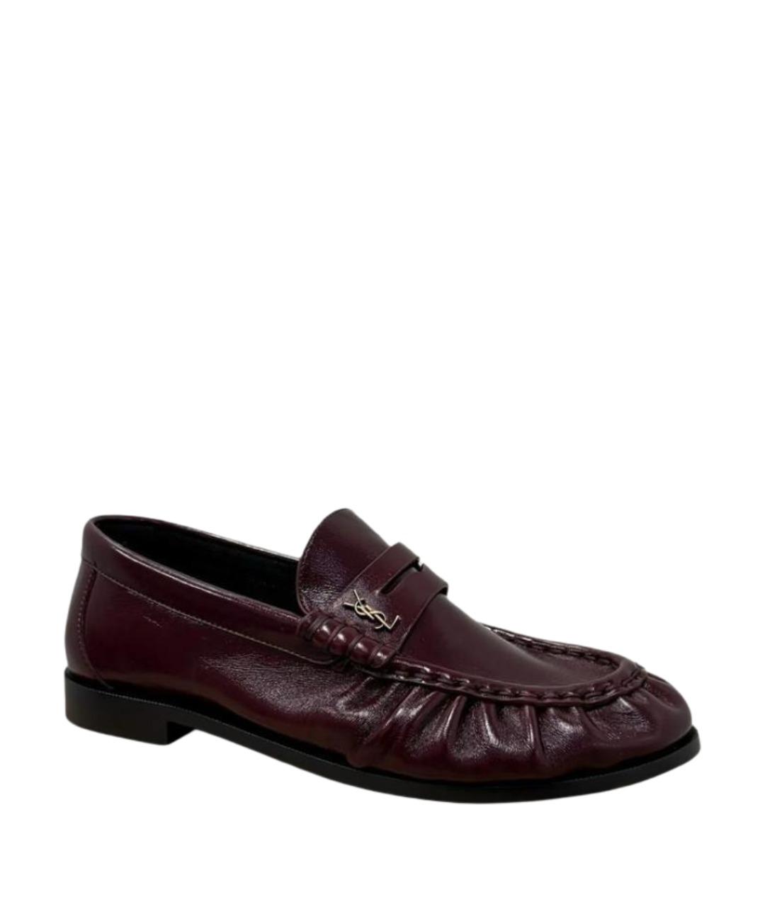SAINT LAURENT Красные кожаные лоферы, фото 1