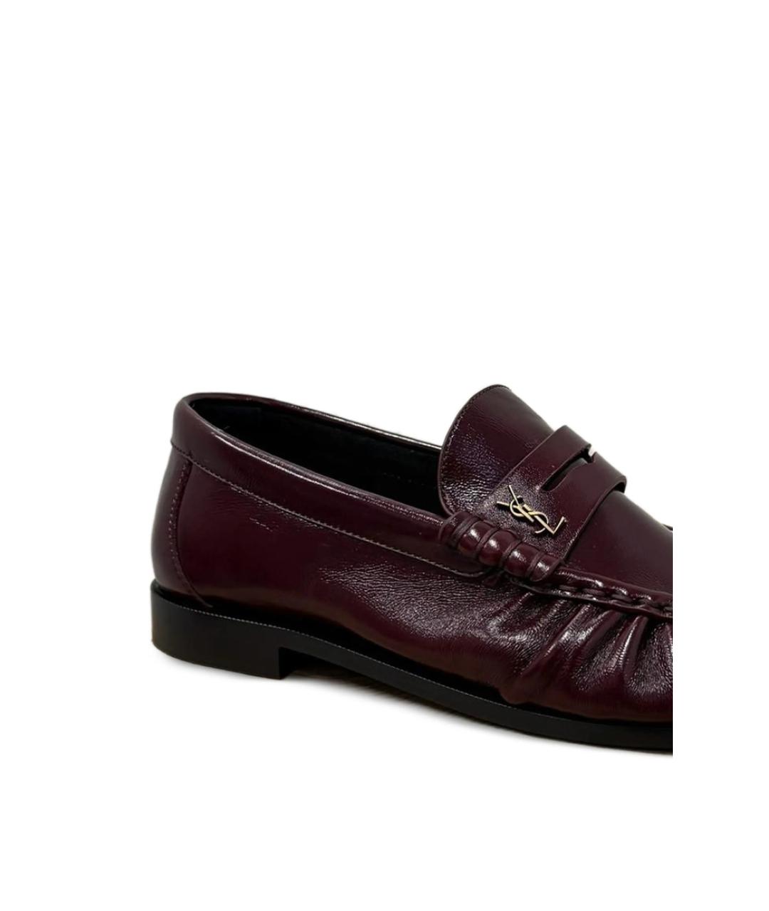 SAINT LAURENT Красные кожаные лоферы, фото 2