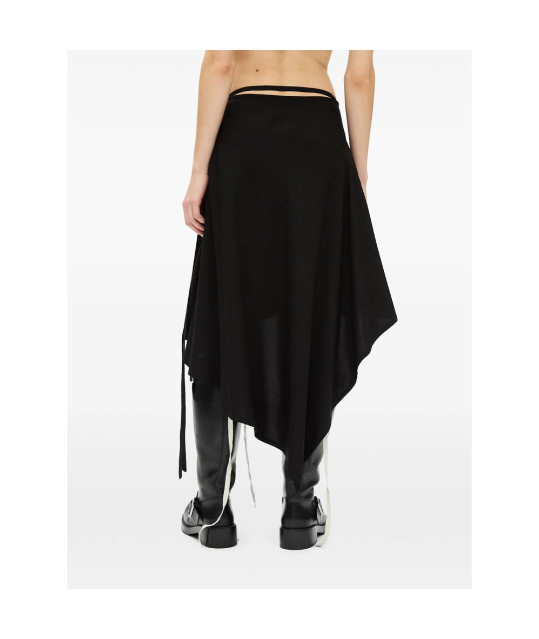 ANN DEMEULEMEESTER Черная вискозная юбка миди, фото 6
