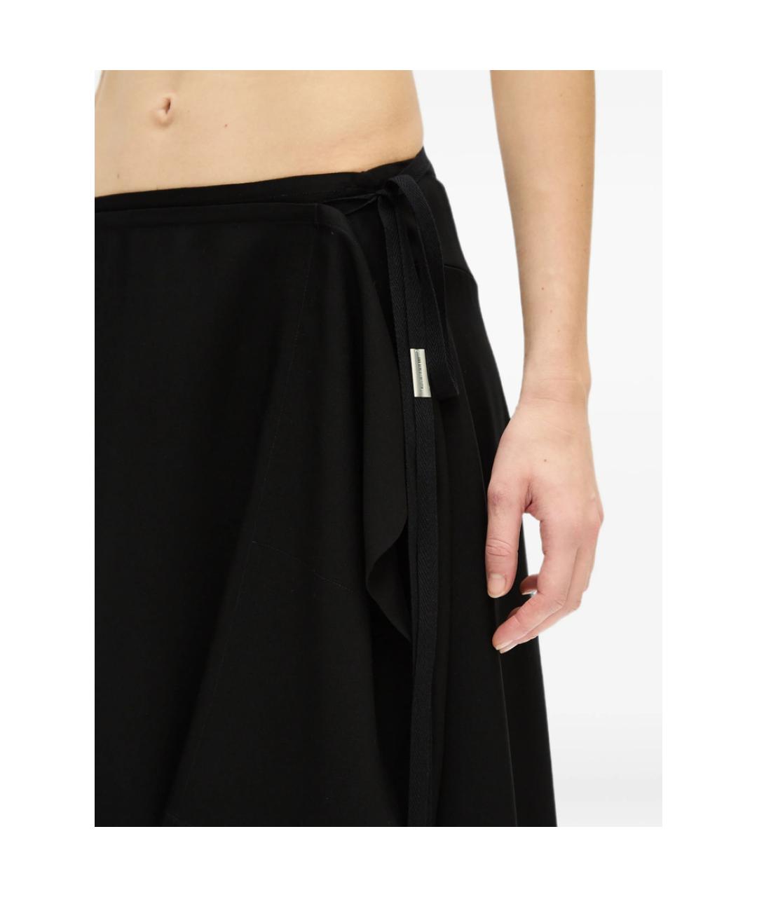ANN DEMEULEMEESTER Черная вискозная юбка миди, фото 5