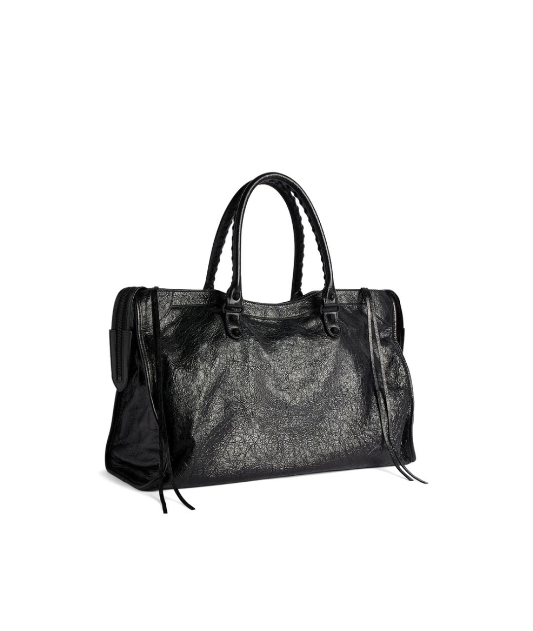 BALENCIAGA Черная кожаная сумка тоут, фото 2