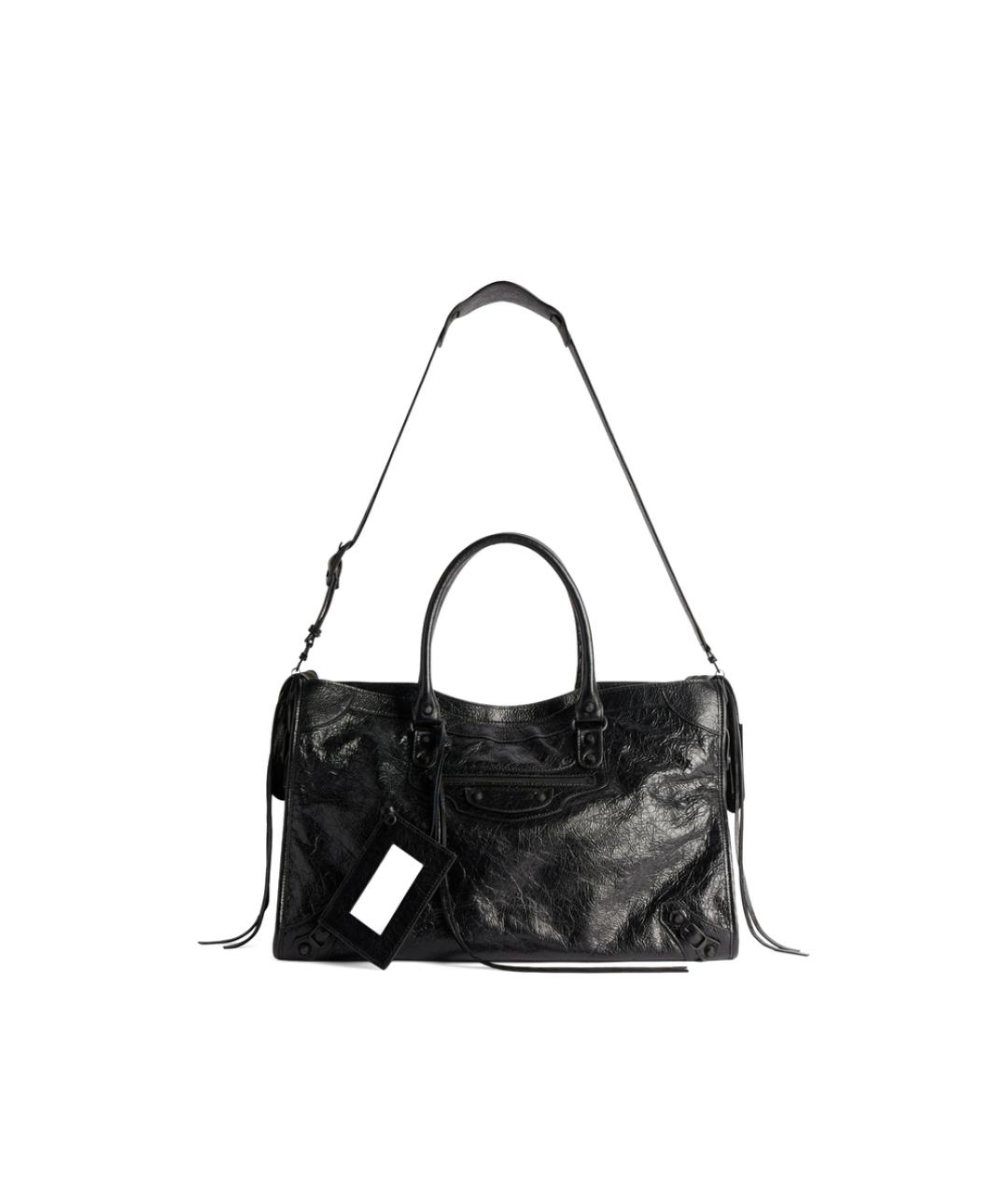 BALENCIAGA Черная кожаная сумка тоут, фото 4