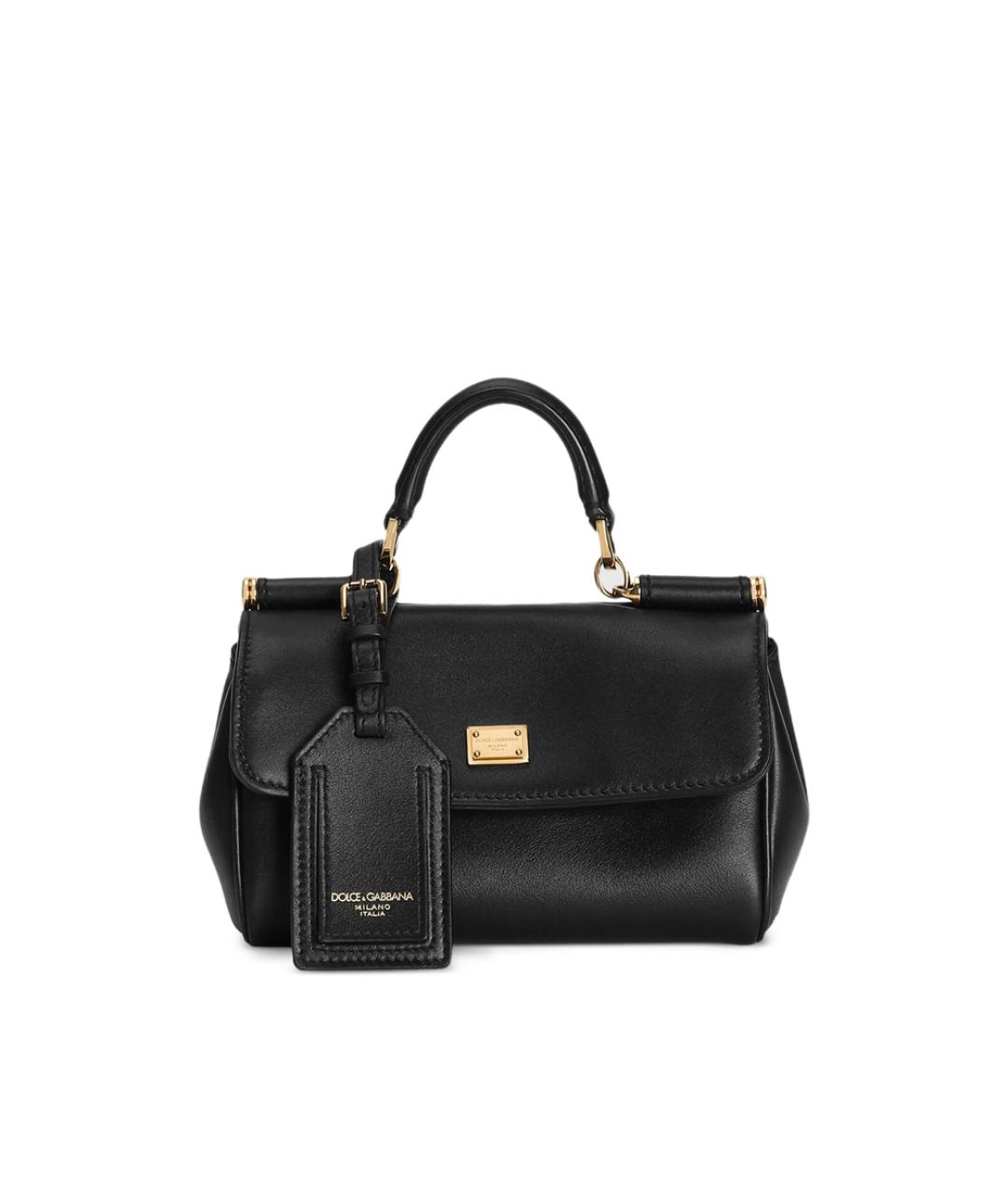 DOLCE&GABBANA Черная кожаная сумка с короткими ручками, фото 4
