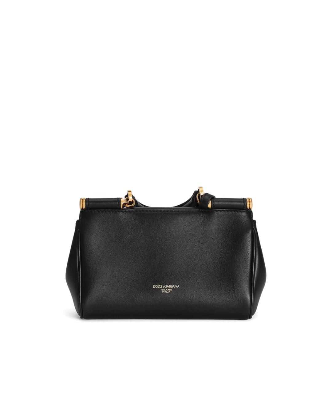 DOLCE&GABBANA Черная кожаная сумка с короткими ручками, фото 3