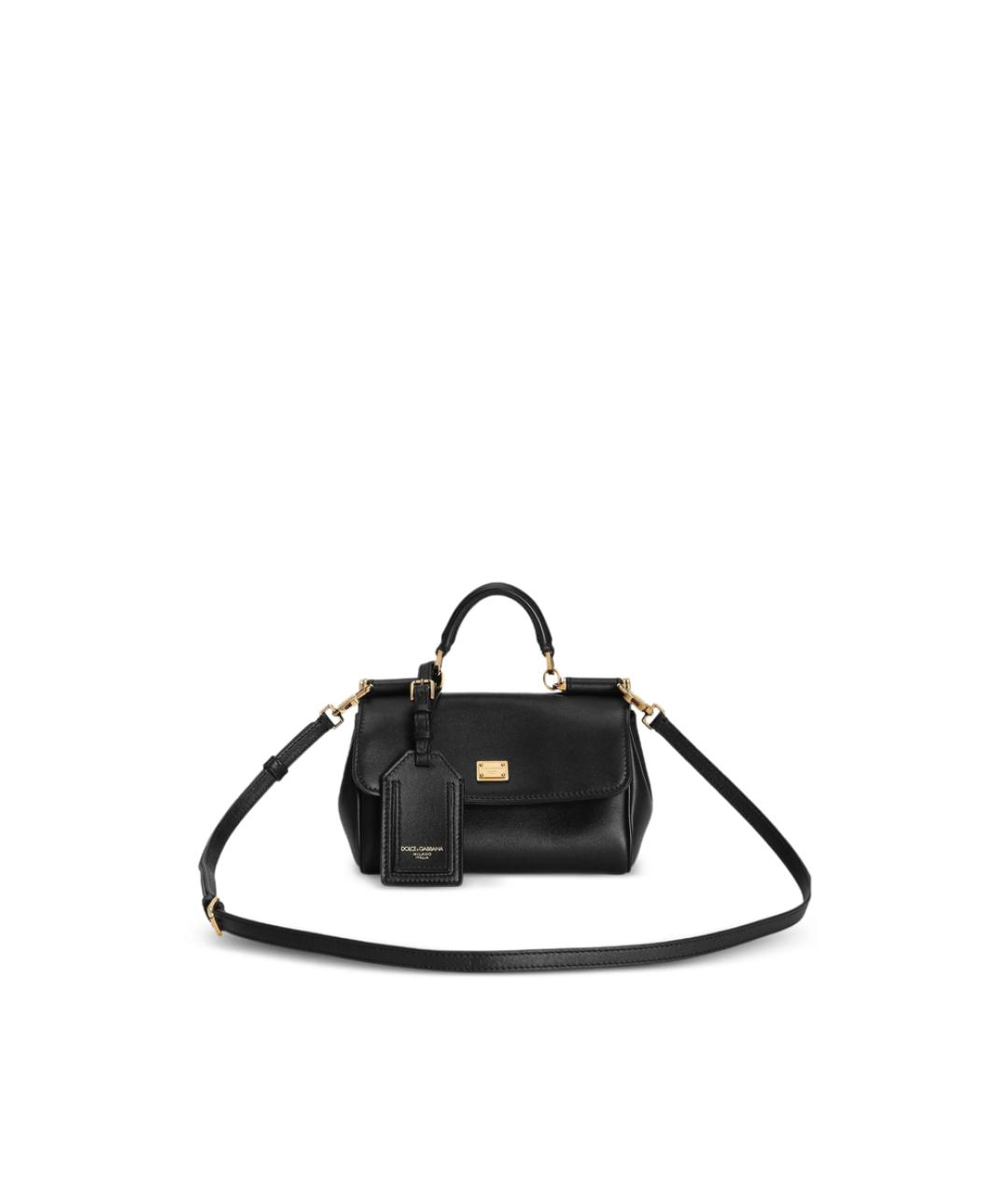 DOLCE&GABBANA Черная кожаная сумка с короткими ручками, фото 5