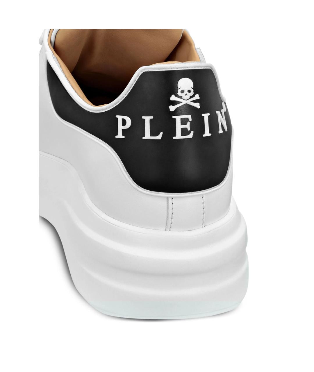 PHILIPP PLEIN Белые кожаные низкие кроссовки / кеды, фото 3