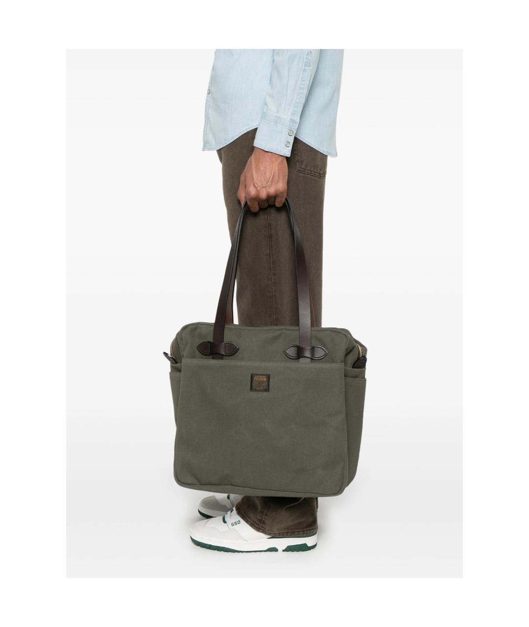 FILSON Зеленая тканевая сумка тоут, фото 5