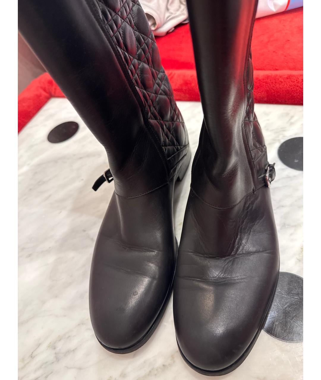CHRISTIAN DIOR Черные кожаные сапоги, фото 3
