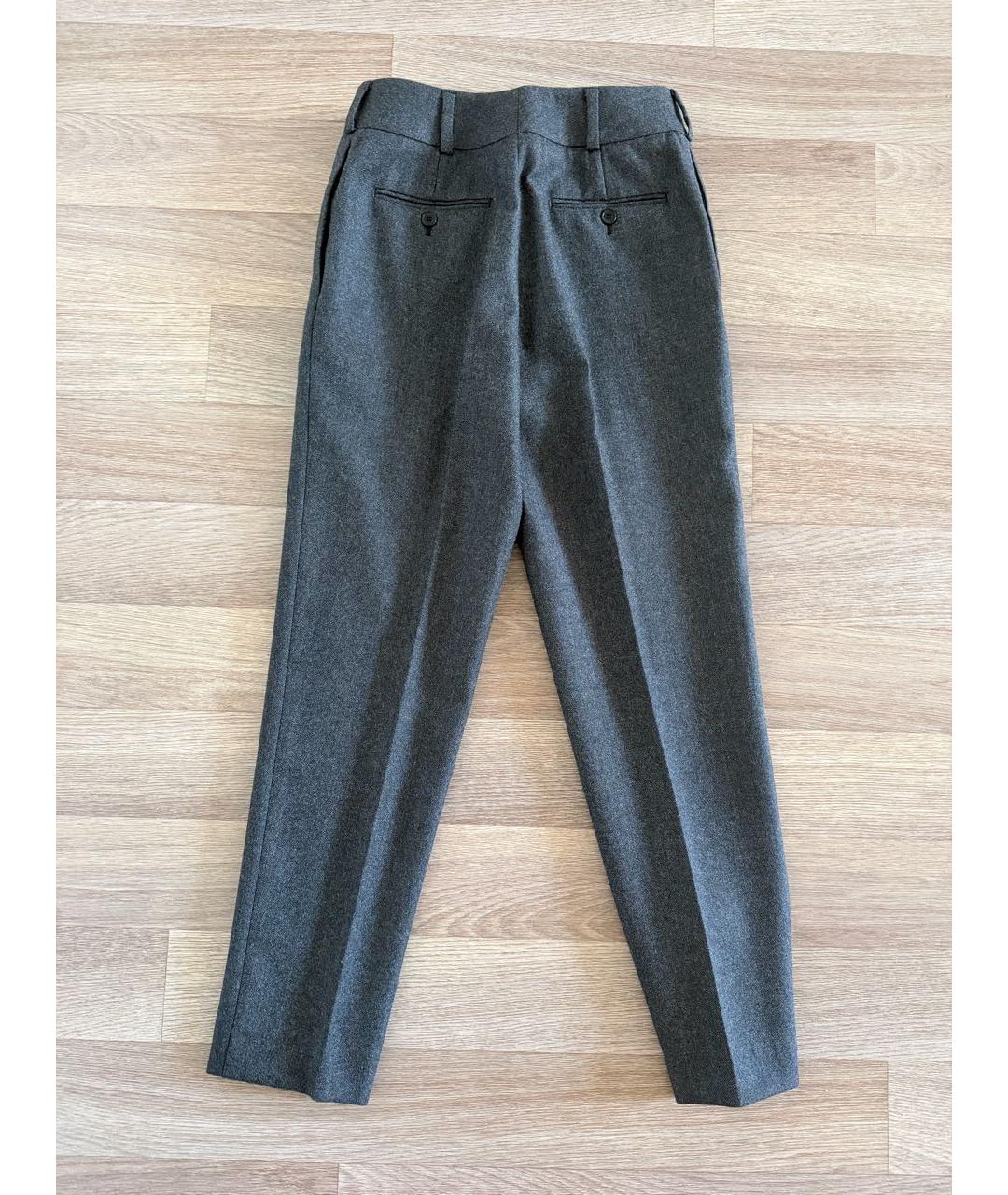 SAINT LAURENT Антрацитовые шерстяные брюки узкие, фото 2
