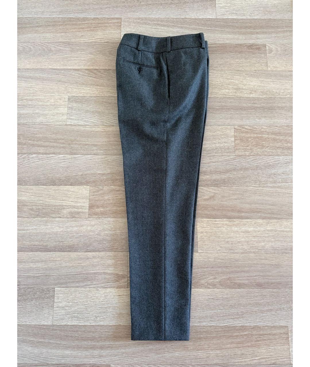 SAINT LAURENT Антрацитовые шерстяные брюки узкие, фото 8